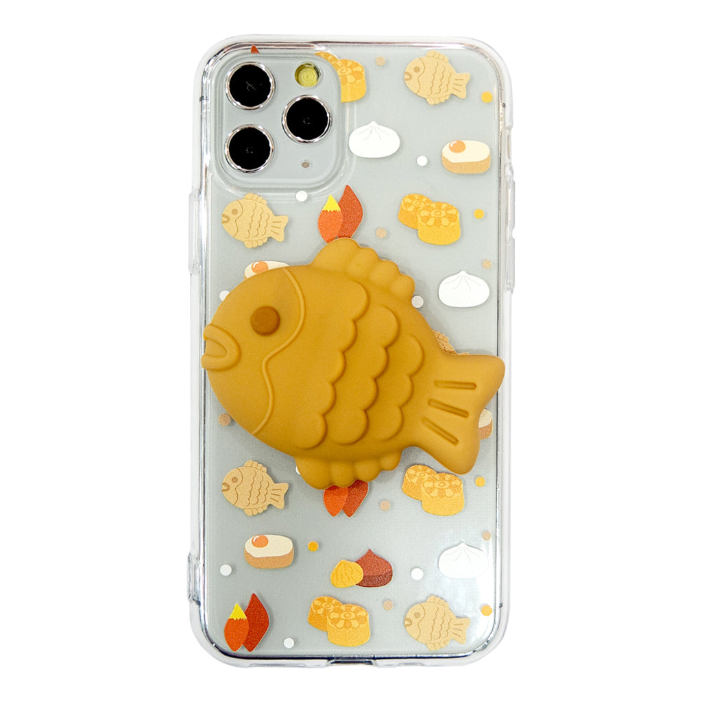 Fish-Shaped Bun (Bungeo-ppang) Character Figure Phone Holder With Phone Case set