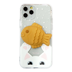 Fish-Shaped Bun (Bungeo-ppang) Character Figure Phone Holder With Phone Case set