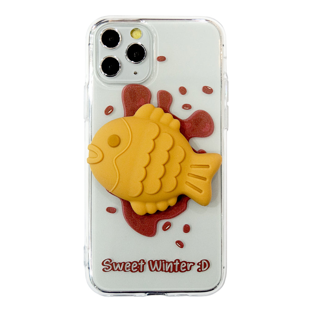 Fish-Shaped Bun (Bungeo-ppang) Character Figure Phone Holder With Phone Case set